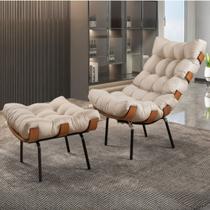 Poltrona com Puff Costela Linho