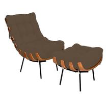 Poltrona com Puff Costela Suede Capuccino Straso Móveis