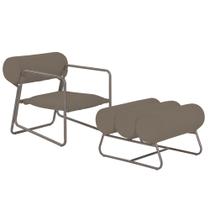 Poltrona com Puff Detroit Base Titânio Bouclé Marrom - Nexta Casa Poltrona com Puff Detroit Base Titânio Bouclé Marrom - Nexta Casa