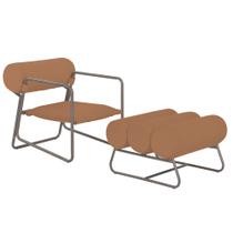 Poltrona com Puff Detroit Bouclé Terracota - Nexta Casa Poltrona com Puff Detroit Bouclé Terracota - Nexta Casa