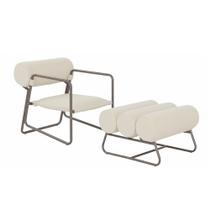 Poltrona com Puff Flow Bouclé Off White - Sallar Home Poltrona com Puff Flow Bouclé Off White - Sallar Home