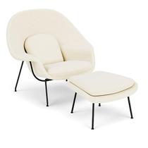 Poltrona com Puff Womb Chair Base Preta Veludo - Decorato Móveis