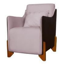 Poltrona Composê Heloisa Couro Marrom Veludo Rosê