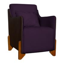 Poltrona Composê Heloisa Couro Marrom Veludo Roxo Poltrona Composê Heloisa Couro Marrom Veludo Roxo