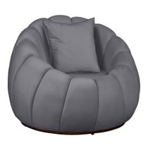 Poltrona Concha Base Fixa Veludo Grafite - Belliv Decor