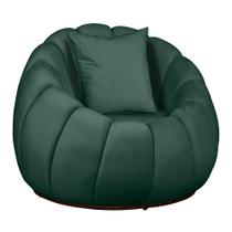 Poltrona Concha Base Fixa Veludo Verde - Vallisa Decor