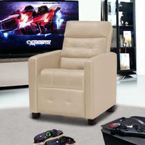 Poltrona Confort Gamer Cadeira p/ Jogos Estofada e Reclinável - Tecido Sintético P.U.