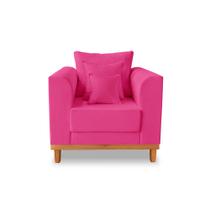 Poltrona Confortavel Viena Com Base de Madeira Suede Pink - Madeira Prima Deccor