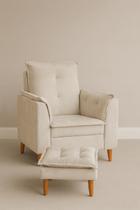 Poltrona Conforto Amamentação e Mini Puff Opala Suede Bege Pés Palito Bege