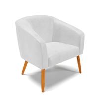 Poltrona Corano Branco Pés Palito Castanho