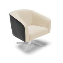 Poltrona Corano Preto Com Linho Bege A19 Base Cromada