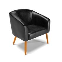 Poltrona Corano Preto Pés Palito Castanho