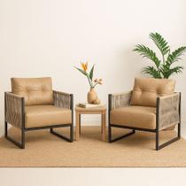 Poltrona Corda Nautica - Varanda, Sacada, Sala, Estar - Caramelo - Kit 2