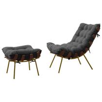 Poltrona Costela Adão - Base Dourado - Veludo / 81cm X 63cm