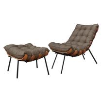 Poltrona Costela Adão Base Preto Linho - 81cm X 63cm Poltrona Costela Adão Base Preto Linho - 81cm X 63cm