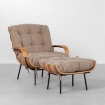 Poltrona Costela com Braço e Puff Lona - Caqui