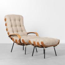 Poltrona Costela com Braço Encosto Alto com Puff - Macchiato Poltrona Costela com Braço Encosto Alto com Puff - Macchiato