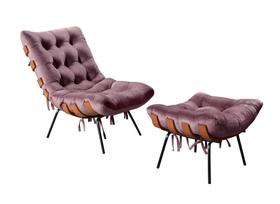 Poltrona Costela com Puff Base Fixa para Sala, Quarto Roxo Poltrona Costela com Puff Base Fixa para Sala, Quarto Roxo