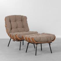 Poltrona Costela com Puff - Caqui