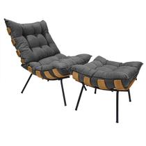 Poltrona Costela com Puff em Linho ou Veludo - Élpis Móveis