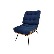Poltrona Costela Decorativa Luxo Suede Azul Marinho Poltrona Costela Decorativa Luxo Suede Azul Marinho