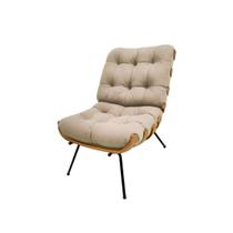 Poltrona Costela Decorativa Luxo Suede Bege Poltrona Costela Decorativa Luxo Suede Bege