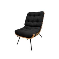 Poltrona Costela Decorativa Luxo Suede Preto Poltrona Costela Decorativa Luxo Suede Preto