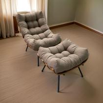 Poltrona costela g2home + puff linho e costela multilaminada