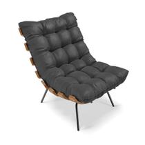Poltrona Costela material sintético Preto Base Metálica Preto - D'Rossi Poltrona Costela material sintético Preto Base Metálica Preto - D'Rossi