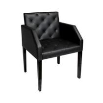 Poltrona Costura Capitonê Sala Espera Escritório - Preto - Cor: Preto Poltrona Costura Capitonê Sala Espera Escritório - Preto - Cor: Preto