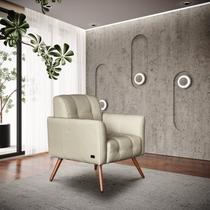 Poltrona Couro Legítimo Bia 80x67cm Bege Tiza Poltrona Couro Legítimo Bia 80x67cm Bege Tiza