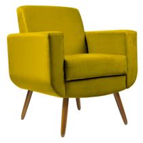 Poltrona Cristal Decorativa Suede Amarelo - Navega Móveis