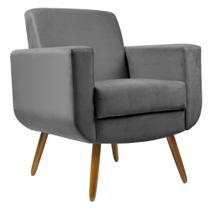 Poltrona Cristal Decorativa Suede Cinza - Navega Móveis