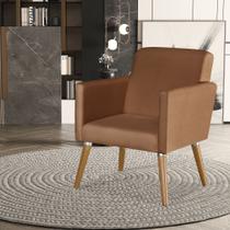 Poltrona Cristal Suede Escritórios E Recepção Pés Em Madeira