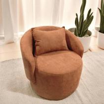 Poltrona Curva Orgânica Decorativa Escritório Sala E Recepção Com Almofada Bella Bouclé Terra Cota - Mabe Magazine