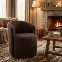 Poltrona Curva Orgânica Nature Gaia Boucle Marrom - Montanaris Decor Poltrona Curva Orgânica Nature Gaia Boucle Marrom - Montanaris Decor