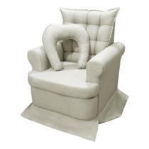 Poltrona da Mamãe com Balanço tecido Linho Bouclê Champanhe Luxo Poltrona da Mamãe com Balanço tecido Linho Bouclê Champanhe Luxo