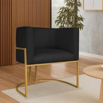 Poltrona Dália Luxo Moderna Estofada Design Sofisticado com Base de Ferro Dourado Suede