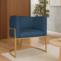 Poltrona Dália Luxo Moderna Estofada Design Sofisticado com Base de Ferro Dourado Suede