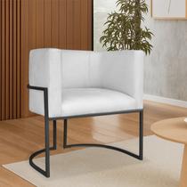 Poltrona Dália Luxo Moderna Estofada Design Sofisticado com Base de Ferro Preto Corano