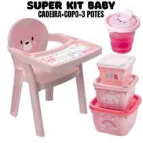 Poltrona de Alimentação Infantil Portátil Cadeira Refeição Plasutil Para Bebê Com Bandeja Para Colorir - Azul e Rosa - oem