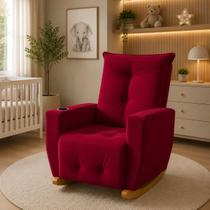 Poltrona de Amamentação Agatha com Puff e Balanço Suave em Suede Conforto, Elegância e Qualidade
