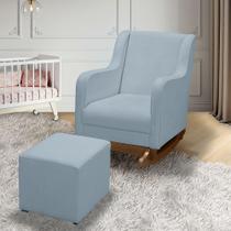Poltrona de Amamentação Aquila Plus Balanço com Puff Bouclê Azul Claro Poltrona de Amamentação Aquila Plus Balanço com Puff Bouclê Azul Claro