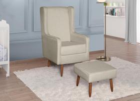Poltrona de Amamentação Áquila Retrô Pés Palito c/ Puff Linho Bege - Anjo de Casa Poltrona de Amamentação Áquila Retrô Pés Palito c/ Puff Linho Bege - Anjo de Casa