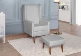 Poltrona de Amamentação Áquila Retrô Pés Palito c/ Puff Linho Cinza - Anjo de Casa Poltrona de Amamentação Áquila Retrô Pés Palito c/ Puff Linho Cinza - Anjo de Casa