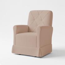 Poltrona de Amamentação Balanço com Puff Serena Boucle Nude Rose - Loja Sheep