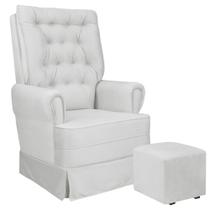 Poltrona de Amamentação Balanço e Puff Veludo Eloisa