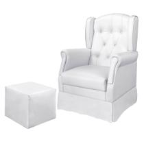 Poltrona de Amamentação Balanço Inês com Puff 67cm material sintético Branco - Sallar Home Poltrona de Amamentação Balanço Inês com Puff 67cm material sintético Branco - Sallar Home