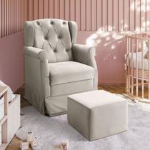 Poltrona De Amamentação Balanço Puff Ternura Veludo Marfim Poltrona De Amamentação Balanço Puff Ternura Veludo Marfim