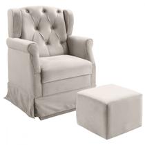 Poltrona De Amamentação Balanço Puff Ternura Veludo Marfim Poltrona De Amamentação Balanço Puff Ternura Veludo Marfim